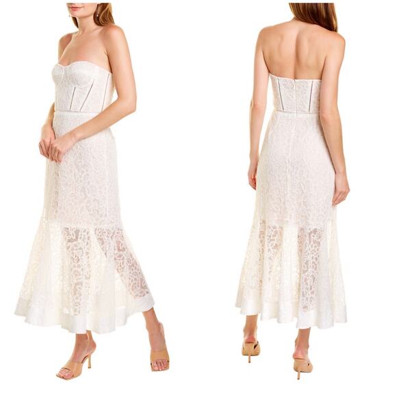 Jonathan Simkhai Strapless Lace Bridal Dress Convertible White Size 6 - Picture 2 of 11